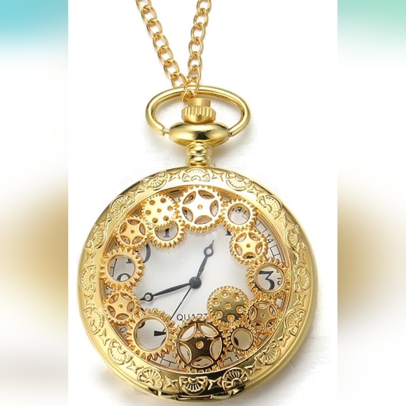 New Steampunk gears quartz pocket watch - Picture 2 of 5